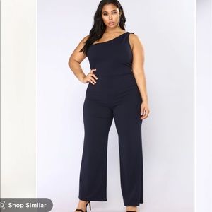Fashion Nova Jordyn One Shoulder Jumpsuit Size L NWT